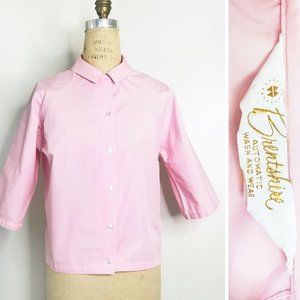 Vintage Brentshire Button loop 50s/60s Raglan Powder Pink Blouse M
